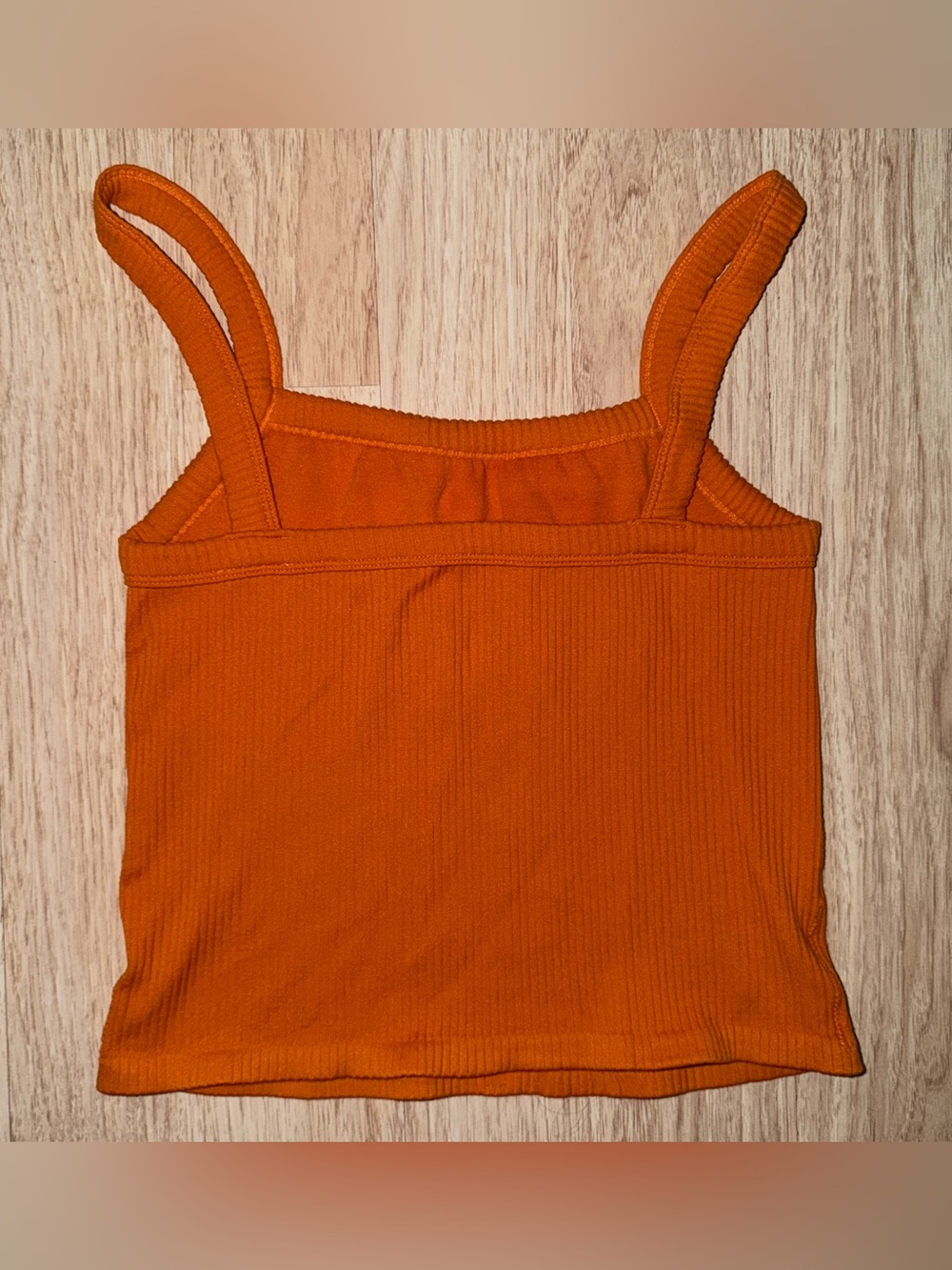 Women’s Ribbed Orange Tank Top - Picture 2 of 6